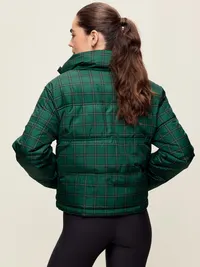 Core Puffer Jacket - Medium Green Plaid — view 2