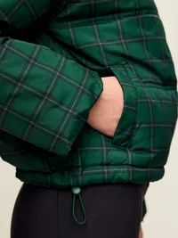 Core Puffer Jacket - Medium Green Plaid — view 4