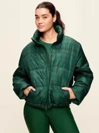 Core Puffer Jacket - Medium Green Plaid — view 5