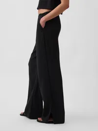 Cotton Gauze Easy Split-Hem Pants - Black — view 3