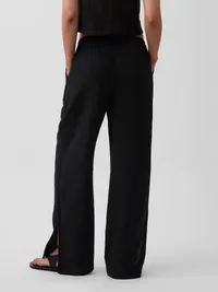 Cotton Gauze Easy Split-Hem Pants - Black — view 4