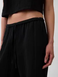 Cotton Gauze Easy Split-Hem Pants - Black — view 5