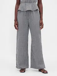 Cotton Gauze Easy Split-Hem Pants - Black gingham — view 2