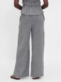 Cotton Gauze Easy Split-Hem Pants - Black gingham — view 4