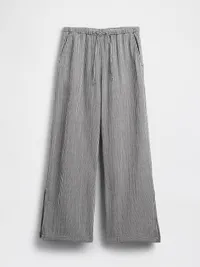 Cotton Gauze Easy Split-Hem Pants - Black gingham — view 5