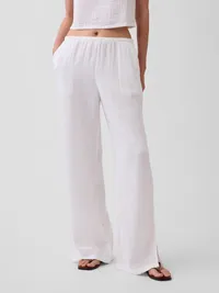 Cotton Gauze Easy Split-Hem Pants - Fresh white — view 2