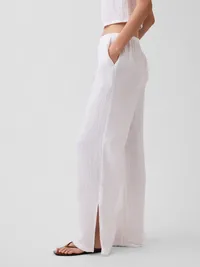Cotton Gauze Easy Split-Hem Pants - Fresh white — view 3