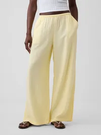 Cotton Gauze Easy Split-Hem Pants - Maize yellow — view 2