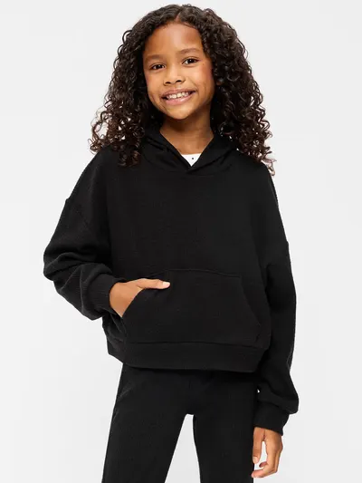 CozePlush Pullover Hoodie for Girls - Black Jack