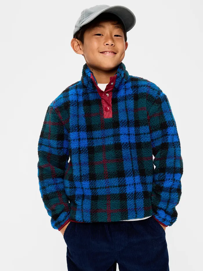 Cozy Sherpa Mock-Neck Pullover for Boys - Java Fern