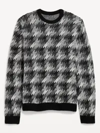 Crew-Neck Wool-Blend Sweater - Houndstooth — view 4