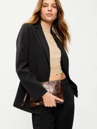 Croc-Embossed Wristlet - Chocolate — view 2