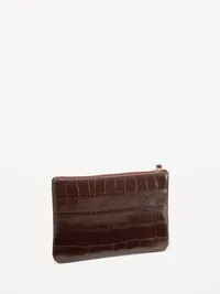 Croc-Embossed Wristlet - Chocolate — view 3