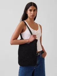 Crochet Tote Bag - Black — view 2