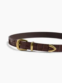 Crocodile Leather Belt - Brown — view 3