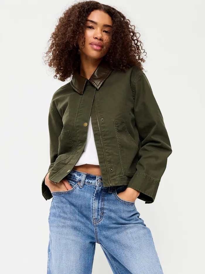 Cropped Barn Jacket - Forest Tapestry