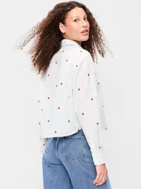 Cropped Button-Down Shirt - Apple — view 2