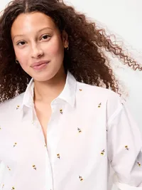 Cropped Button-Down Shirt - Yellow Flower — view 4