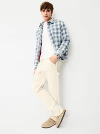Cropped Insulated Flannel Shacket - Blue Plaid — view 3