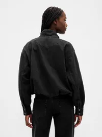 Denim Bubble Jacket - Black wash — view 3