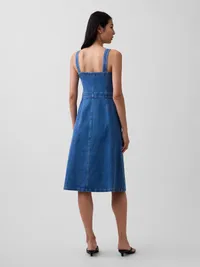 Denim Button-Front Midi Dress - Medium wash — view 2