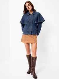 Denim Cape Jacket - Dark Wash — view 3