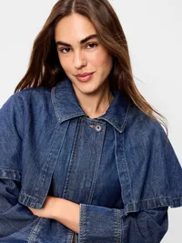 Denim Cape Jacket - Dark Wash — view 4