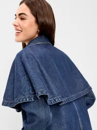 Denim Cape Jacket - Dark Wash — view 5