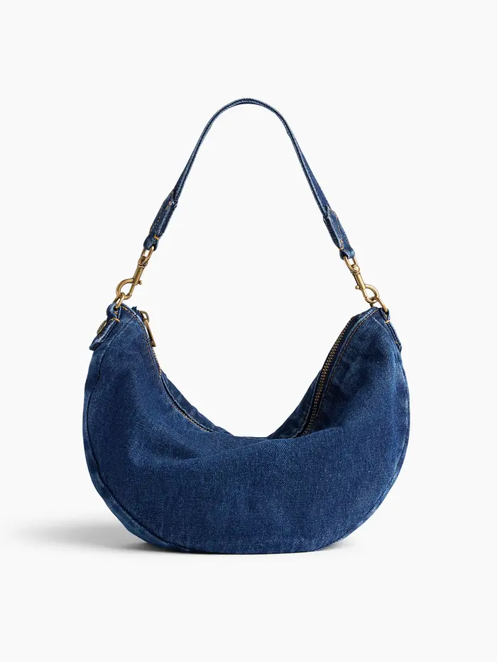 Denim Crescent Bag - Dark wash