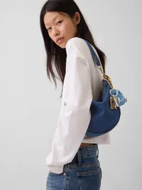 Denim Crescent Bag - Dark wash — view 2