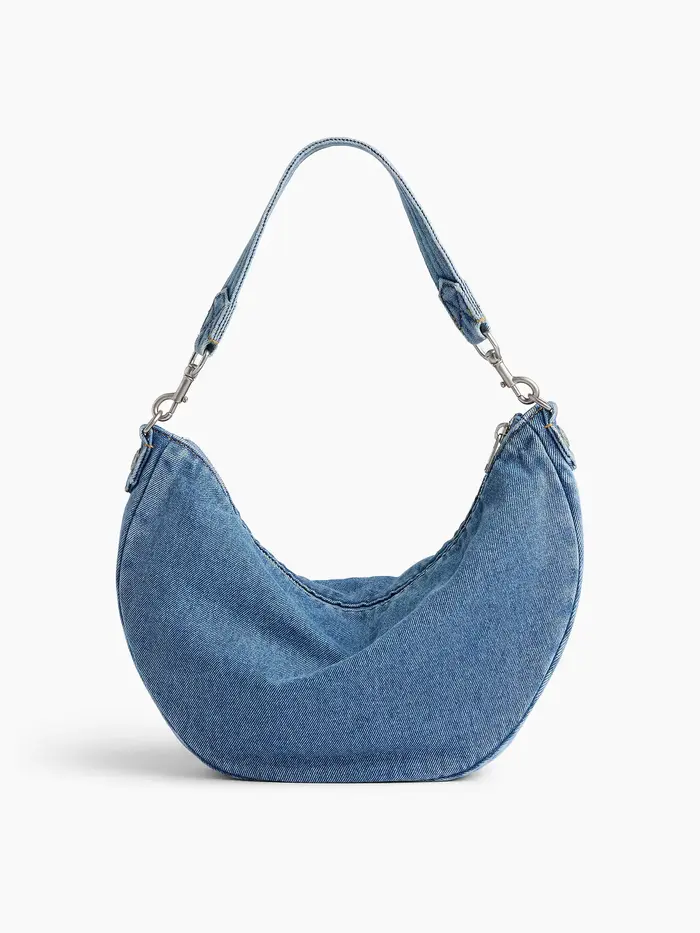 Denim Crescent Bag - Medium wash