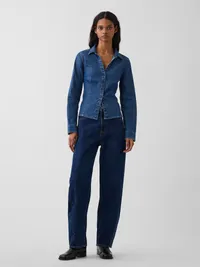 Denim Fitted Shirt - Medium wash — view 2