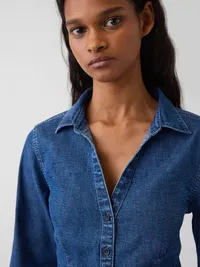Denim Fitted Shirt - Medium wash — view 4