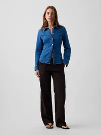Denim Fitted Shirt - Medium wash — view 2