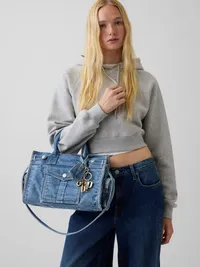Denim Five Pocket Satchel - Medium wash — view 2