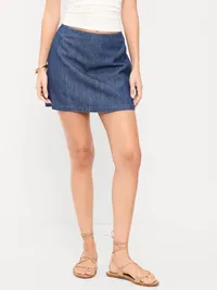Denim Micro Skort - Dark Wash — view 2