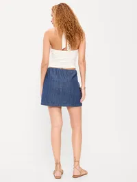 Denim Micro Skort - Dark Wash — view 3
