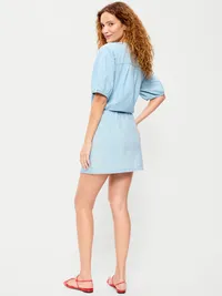 Denim Micro Skort - Light Wash — view 3
