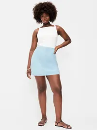 Denim Micro Skort - Light Wash — view 5