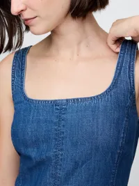 Denim Mini Dress - Medium wash — view 4