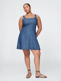 Denim Mini Dress - Medium wash — view 5