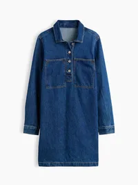 Denim Mini Shift Dress - Medium wash — view 5