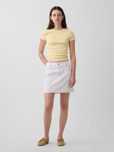 Denim Mini Skirt - Fresh white
