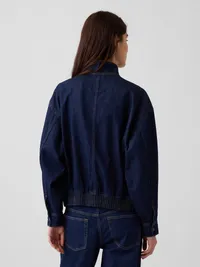 Denim Oversized Bomber Jacket - Medium wash — view 3