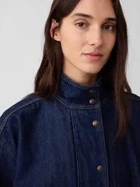 Denim Oversized Bomber Jacket - Medium wash — view 4