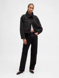 Denim Oversized Cocoon Jacket - Black wash — view 2