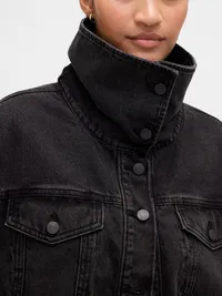 Denim Oversized Cocoon Jacket - Black wash — view 4