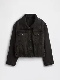 Denim Oversized Cocoon Jacket - Black wash — view 5