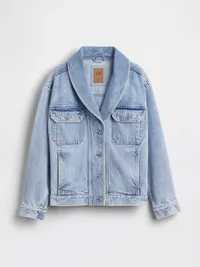 Denim Oversized Shawl Denim Jacket - Light wash — view 5