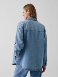 Denim Oversized Shirt Jacket - Light wash — view 3